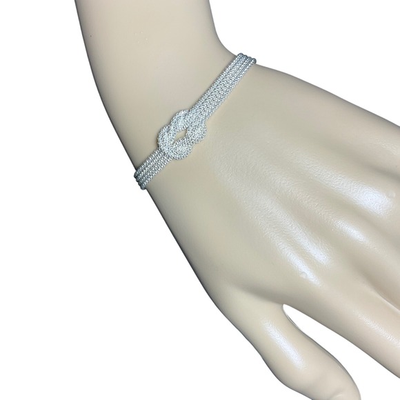 Lyadema Love Knot Bracelet Silver Tone Multi Strand Chain Delicate Jewelry 7" - Picture 1 of 8